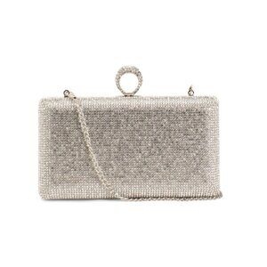 ALESSIA BIANCHI Silver Beaded Minaudiere Clutch